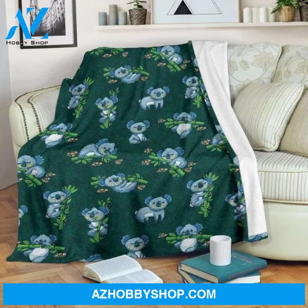 Koala Blue Throw Sherpa Fleece Blanket Lightweight Soft