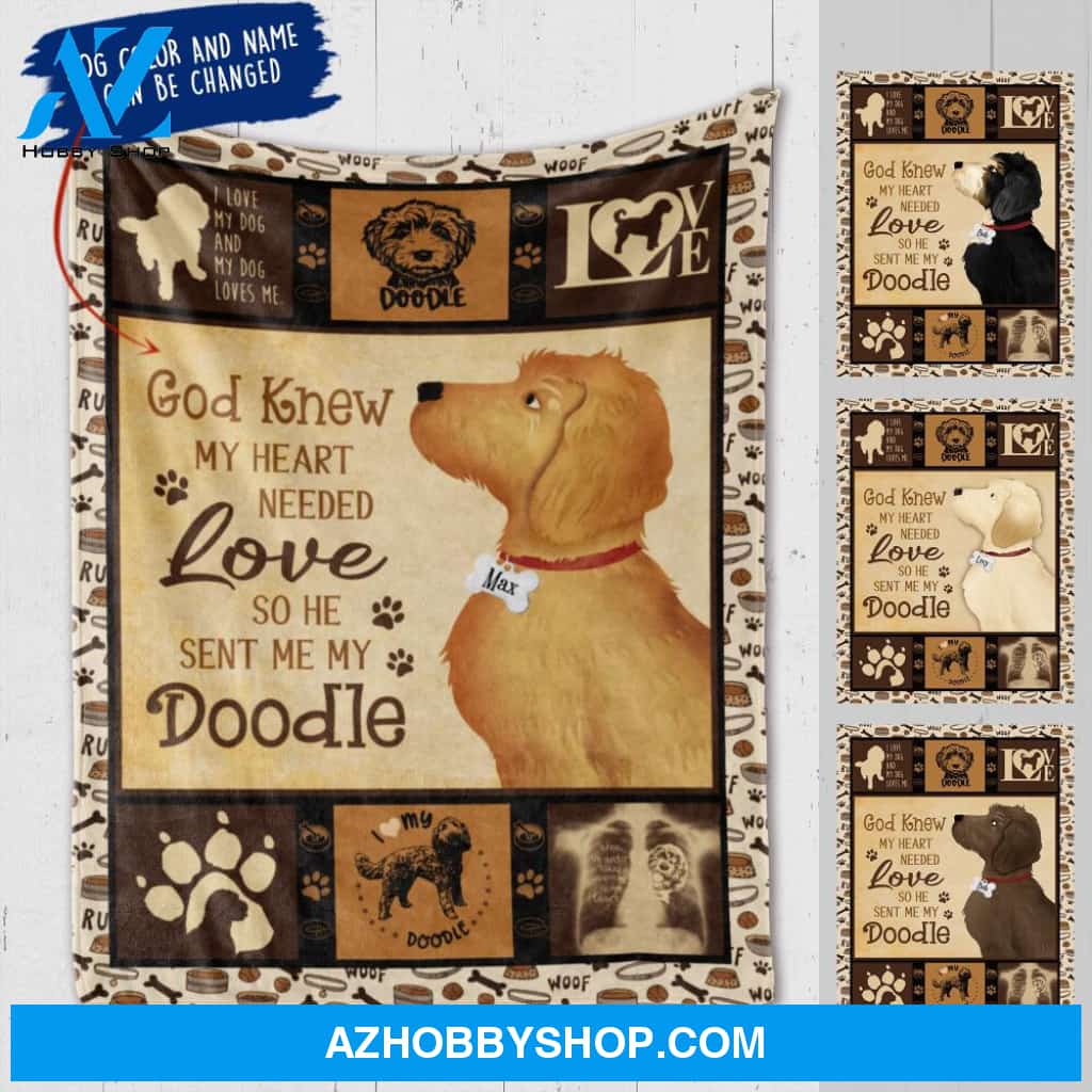 Personalized Labrador Doodle Custom Fleece Blanket - When It's Too Hard To Look Back And You're Too Afraid To Look Ahead Look Right Beside You And I'll Be There