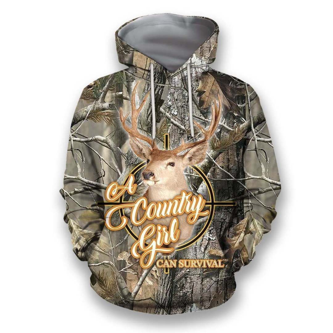 Country Girl Can Survival Camouflage Amazing Unisex 3d Hoodie All Over Print