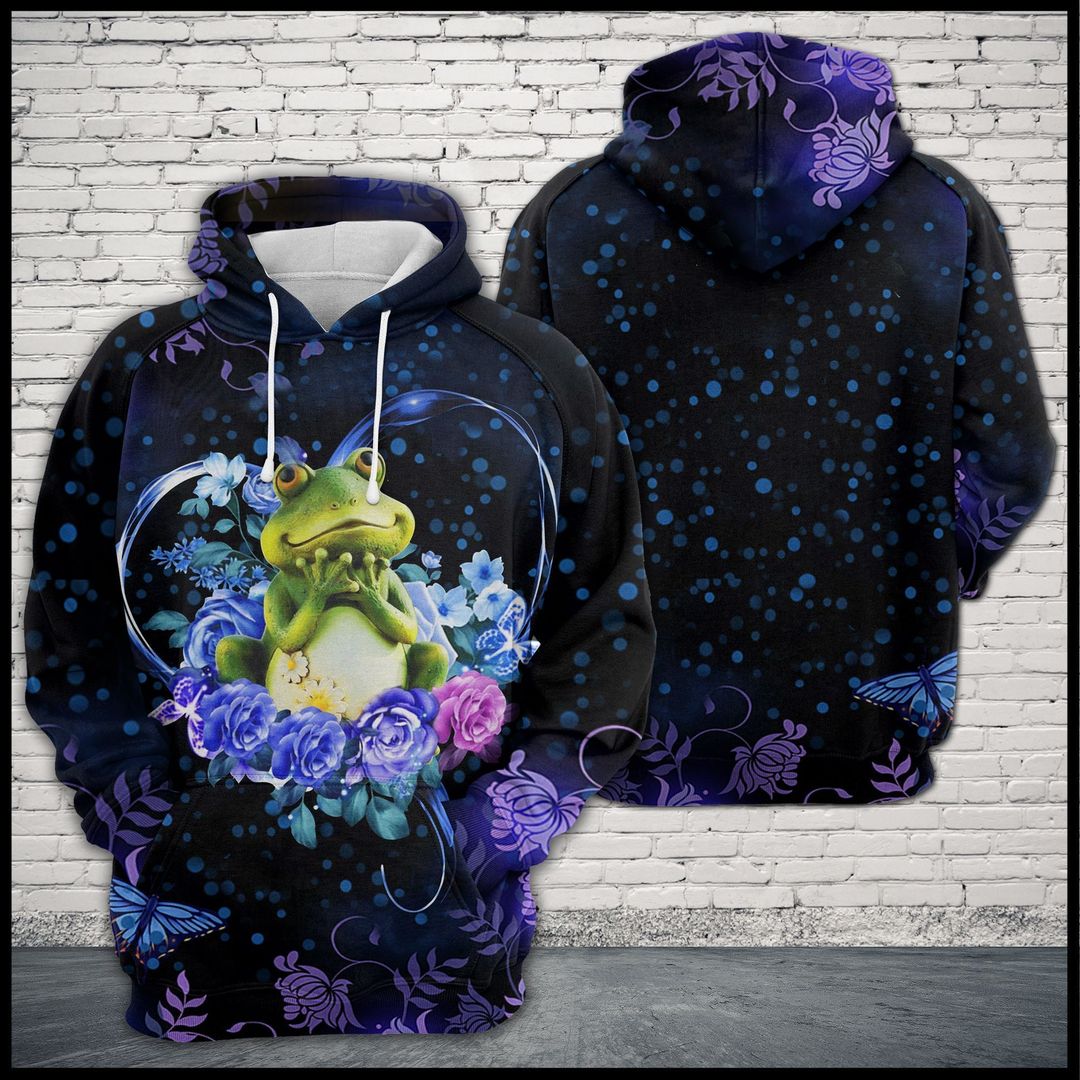 Frog Purple Heart Flower Cute Unisex 3d Hoodie