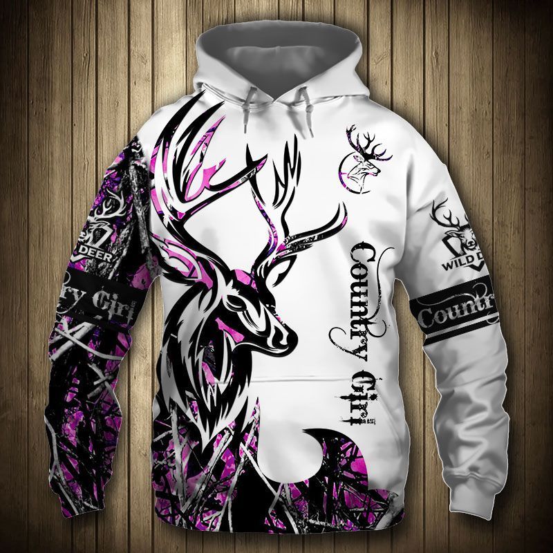 Country Girl Deer Pink Camouflage Unisex 3d Hoodie