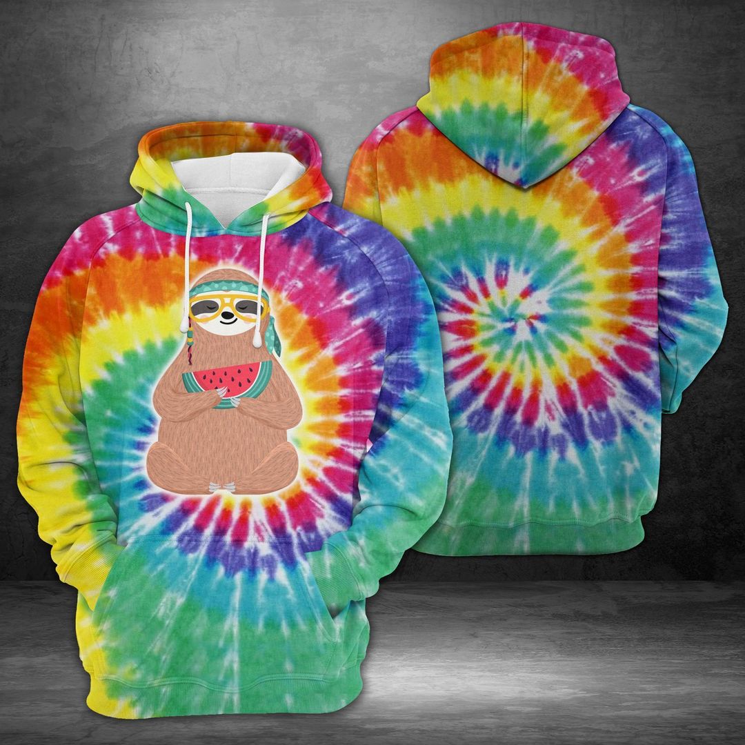 Cute Sloth Tie Dye Unisex 3d Hoodie