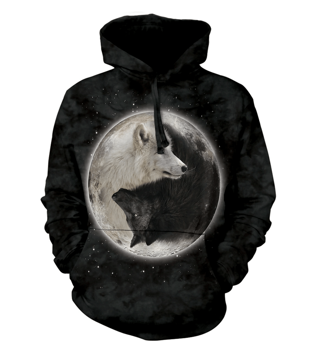 Black And White Wolf Love Pullover Unisex 3d Hoodie