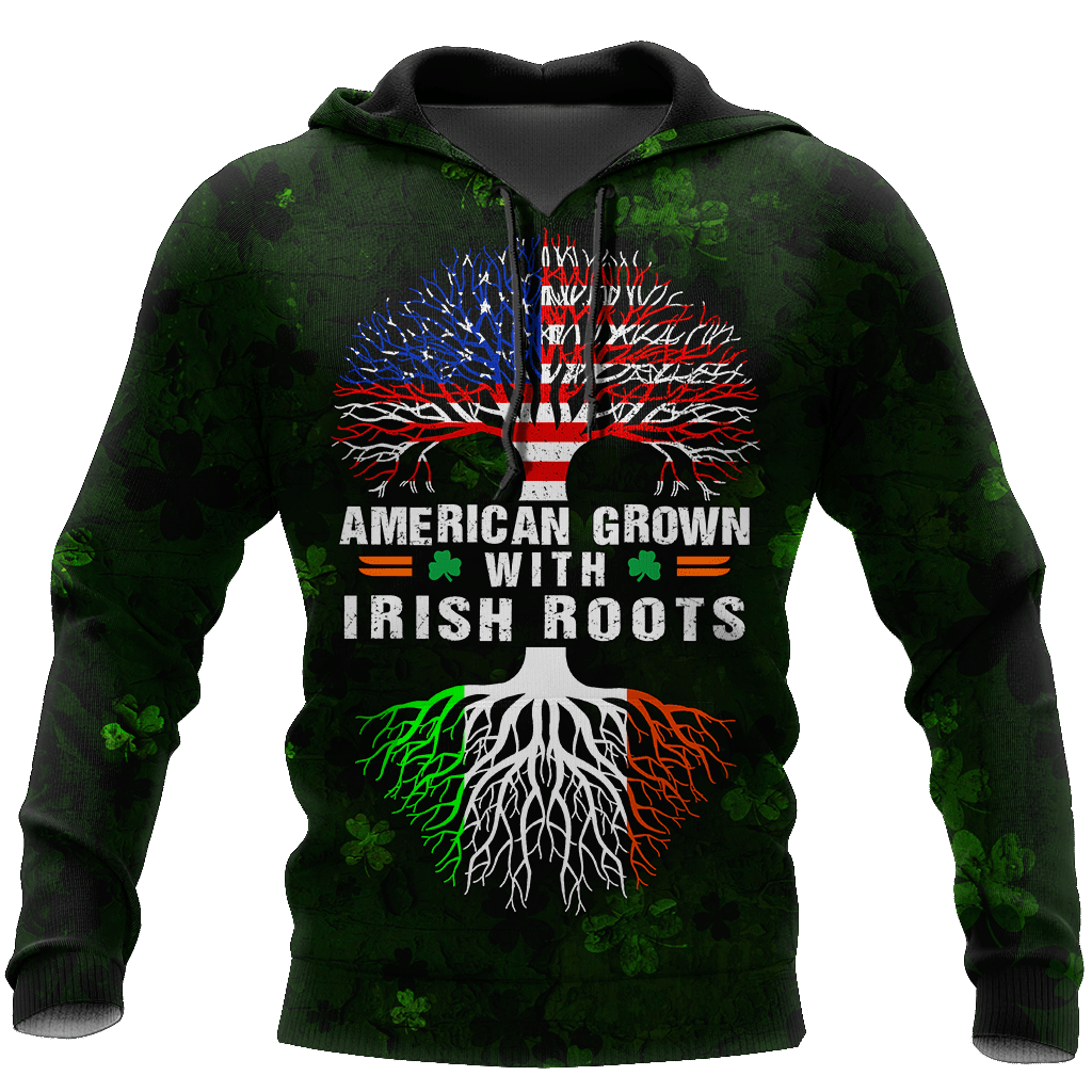 Happy St Patrick S Day Irish Roots American Grown Unisex 3d Hoodie