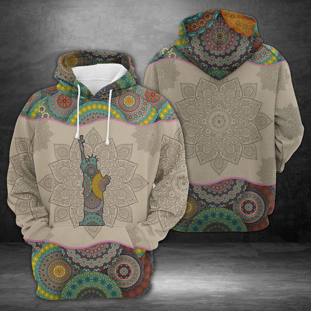 Awesome Statue Of Liberty Mandala Unisex 3d Hoodie