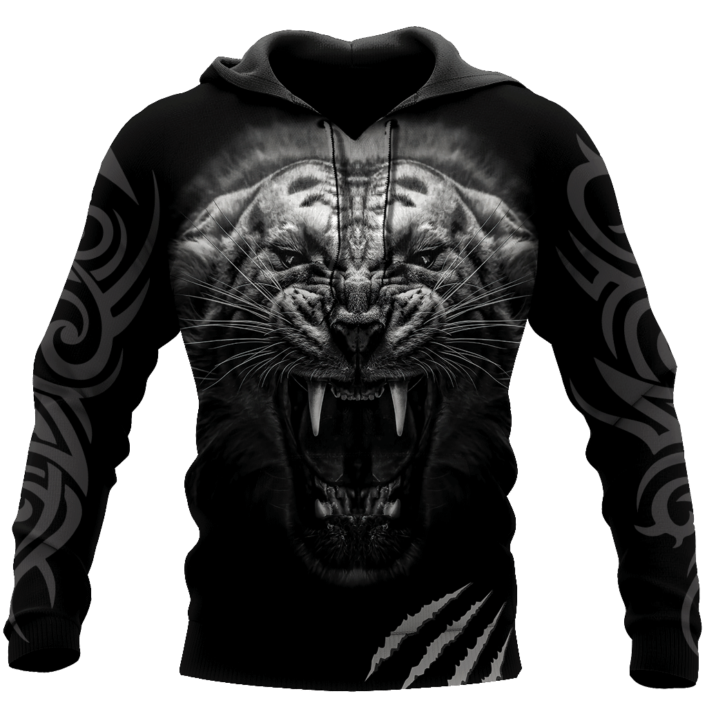 Tattoo White Tiger Over Printed Unisex 3d Hoodie