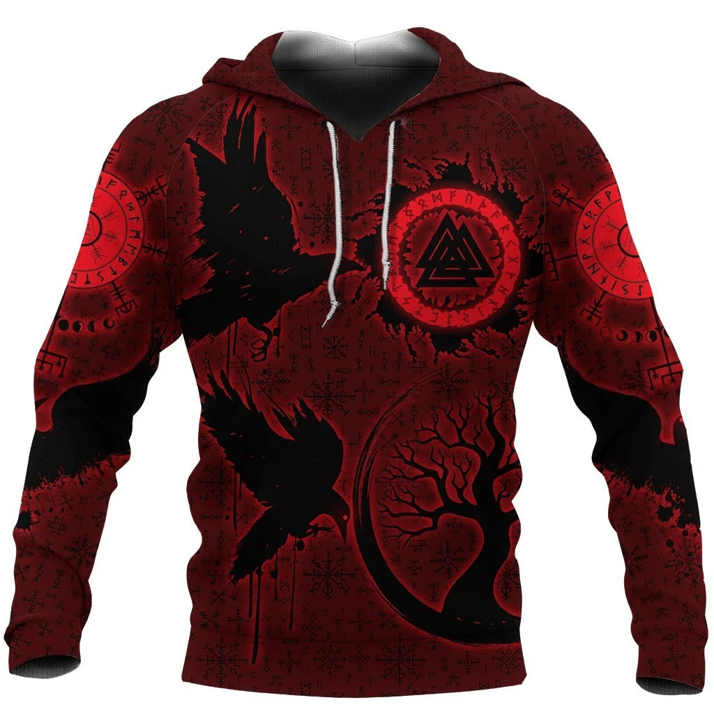 Viking Valknut Huginn And Muninn Unisex 3d Hoodie
