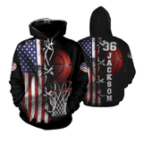 America Basketball Personalized Custom Name And Number Unisex 3d Hoodie