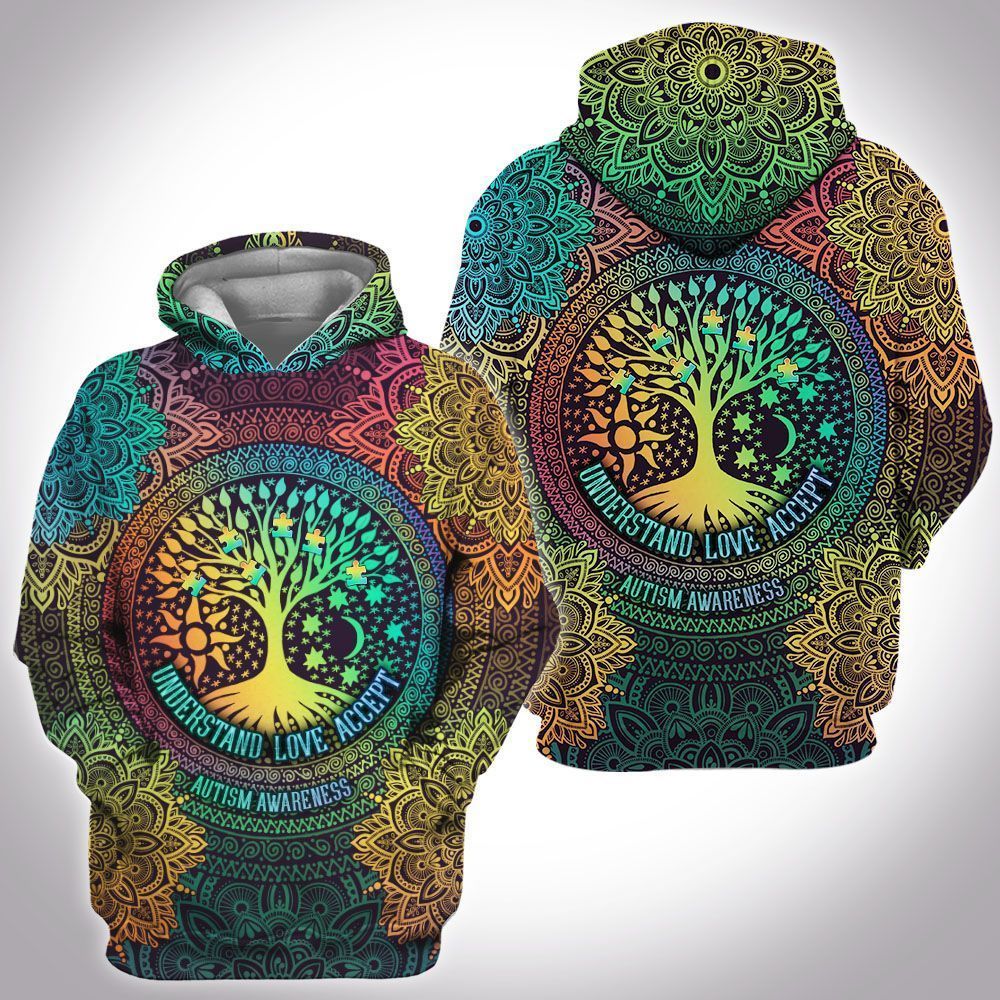 Autism Mandala Tree Of Life Unisex 3d Hoodie