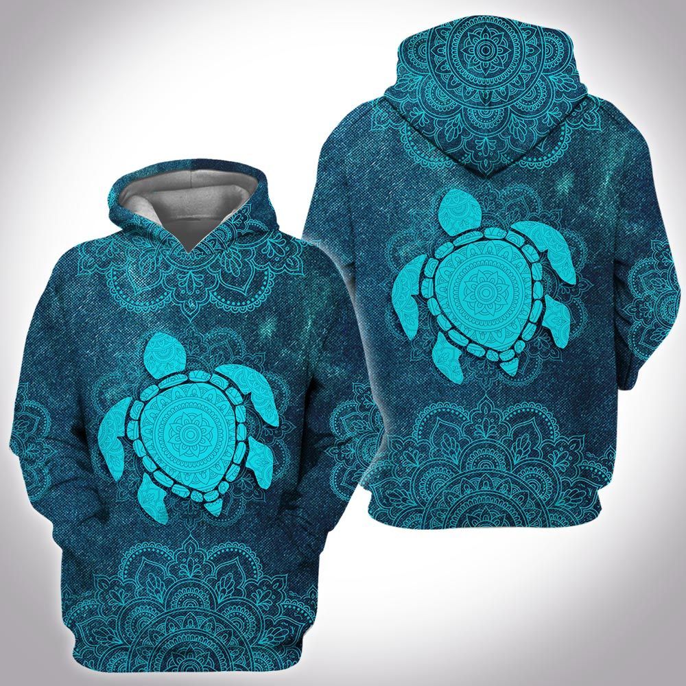 Mandala Turtle 3d Pullover Hoodie|Shirts For Men & Women|Adult|Long Sleeves