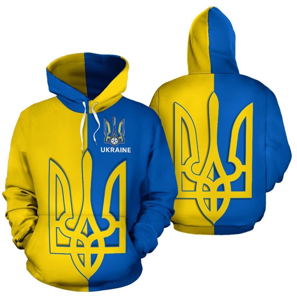 Ukraine Football Trident Hoodie|Shirts For Men & Women|Adult|Long Sleeves Unisex 3d Hoodie