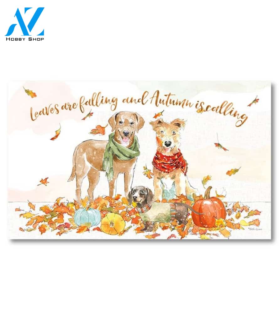 Leaves are Falling Harvest Dogs Doormat - 18" x 30"