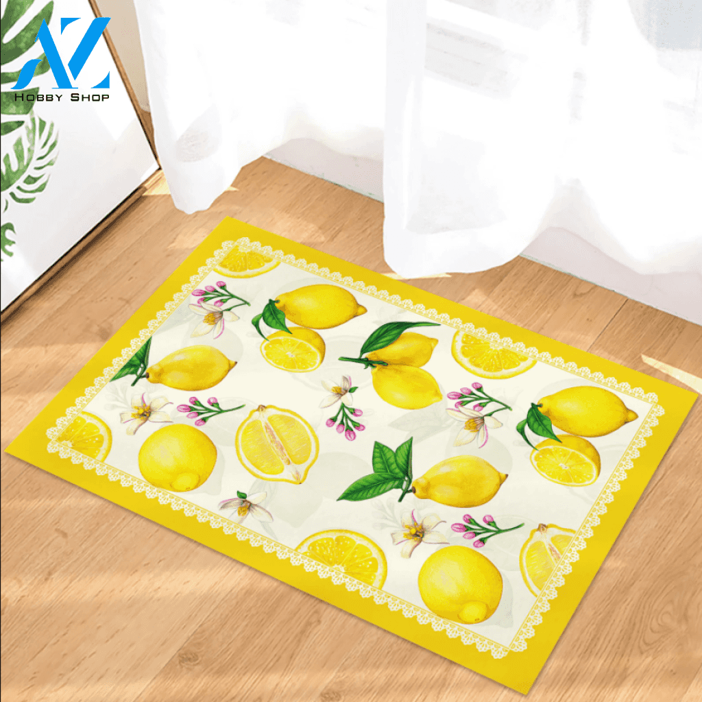 Lemons And Flower Doormat Welcome Mat Housewarming Gift Home Decor Funny Doormat Gift Idea For Fruit Lovers Gift For Friend