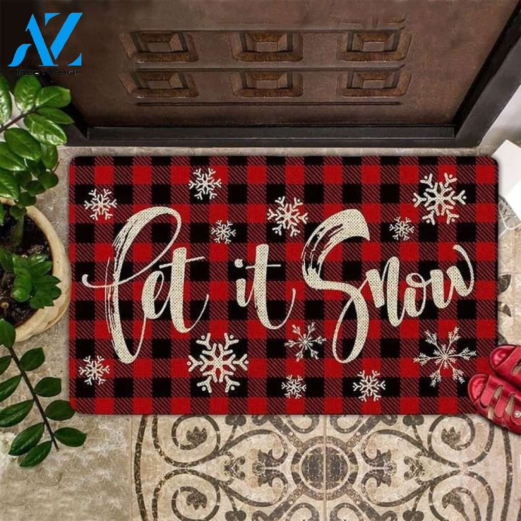 Let It Snow Buffalo Red Plaid Christmas Doormat Gift For Friend Family Birthday Gift Decor Warm House Gift Welcome Mat