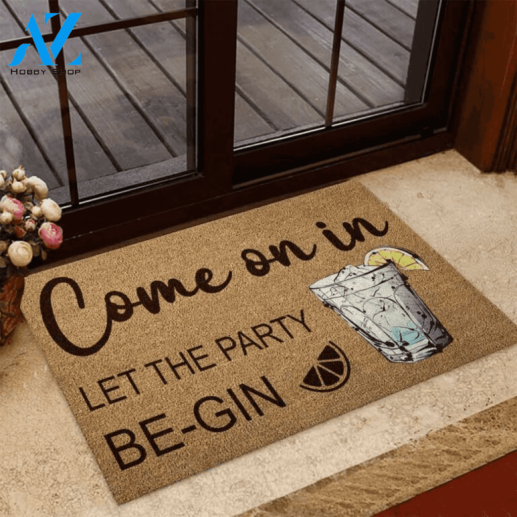 Let The Party Begin Gin Coir Pattern Print Doormat | Welcome Mat | House Warming Gift