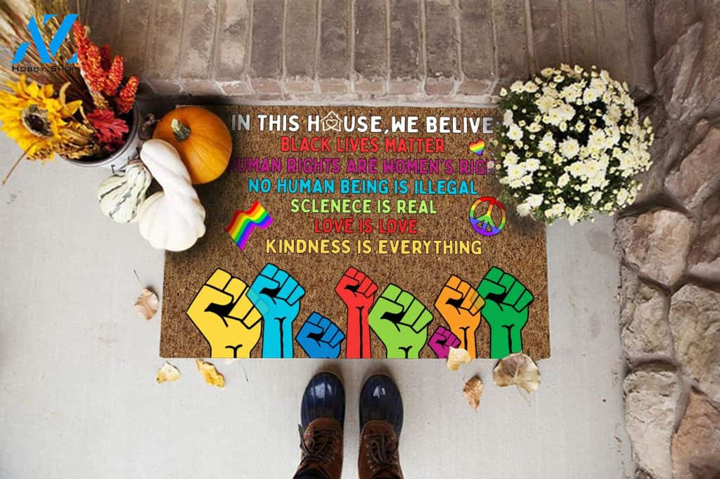 LGBT Pride In This House We Believer Doormat