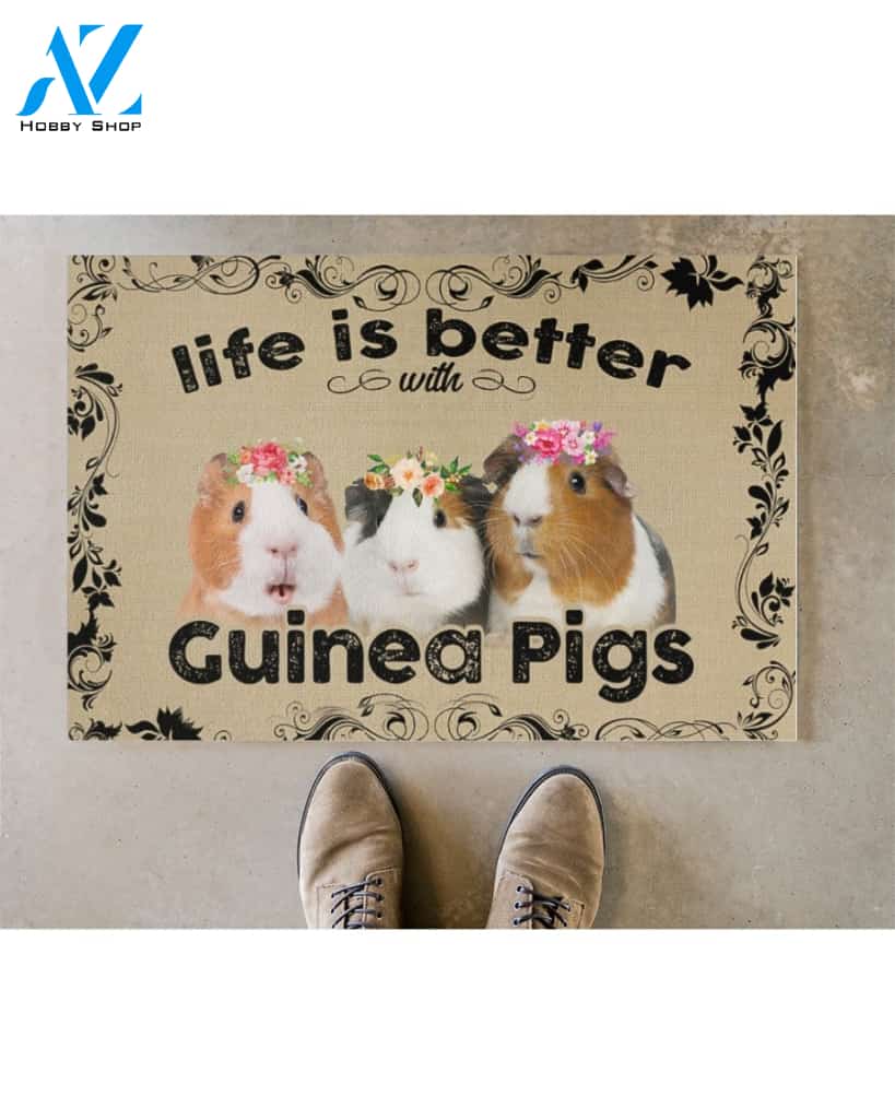 Life Is Better With Guinea Pig Funny Doormat Gift For Guinea Pig Lovers Birthday Gift Home Decor Warm House Gift Welcome Mat