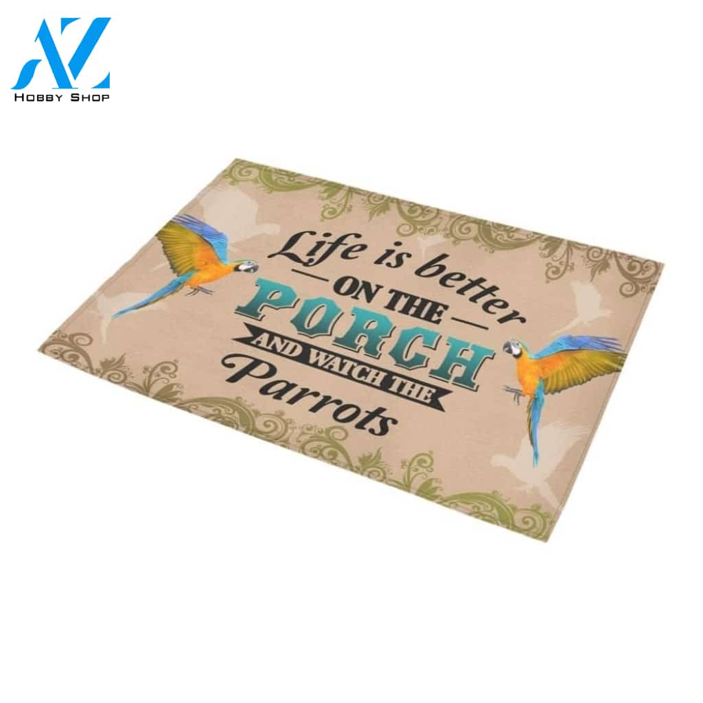 Life Is Better With Parrots Printed Doormat Home Decor