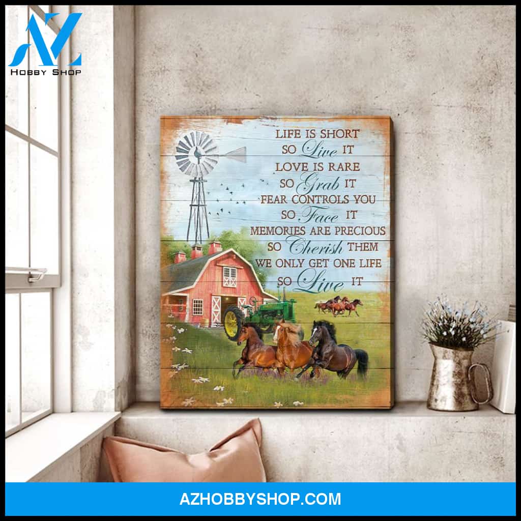 Life Is Short Horse Wall Art Canvas