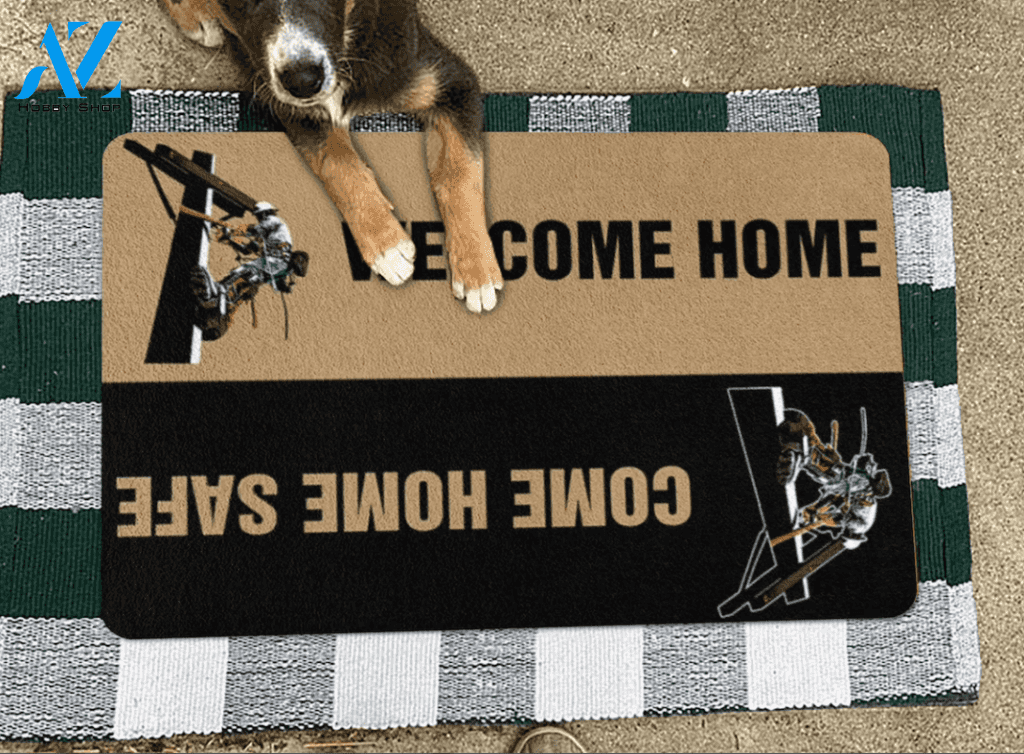 Lineman Come Home Safe Welcome Home Doormat, Gift For Friend Family Birthday Gift Home Decor Warm House Gift Welcome Mat