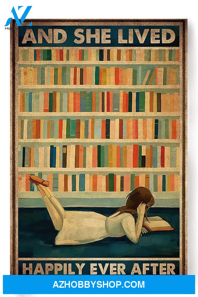 Little Girl Reading Book And She Lived Happily Ever After Canvas And Poster, Wall Decor Visual Art