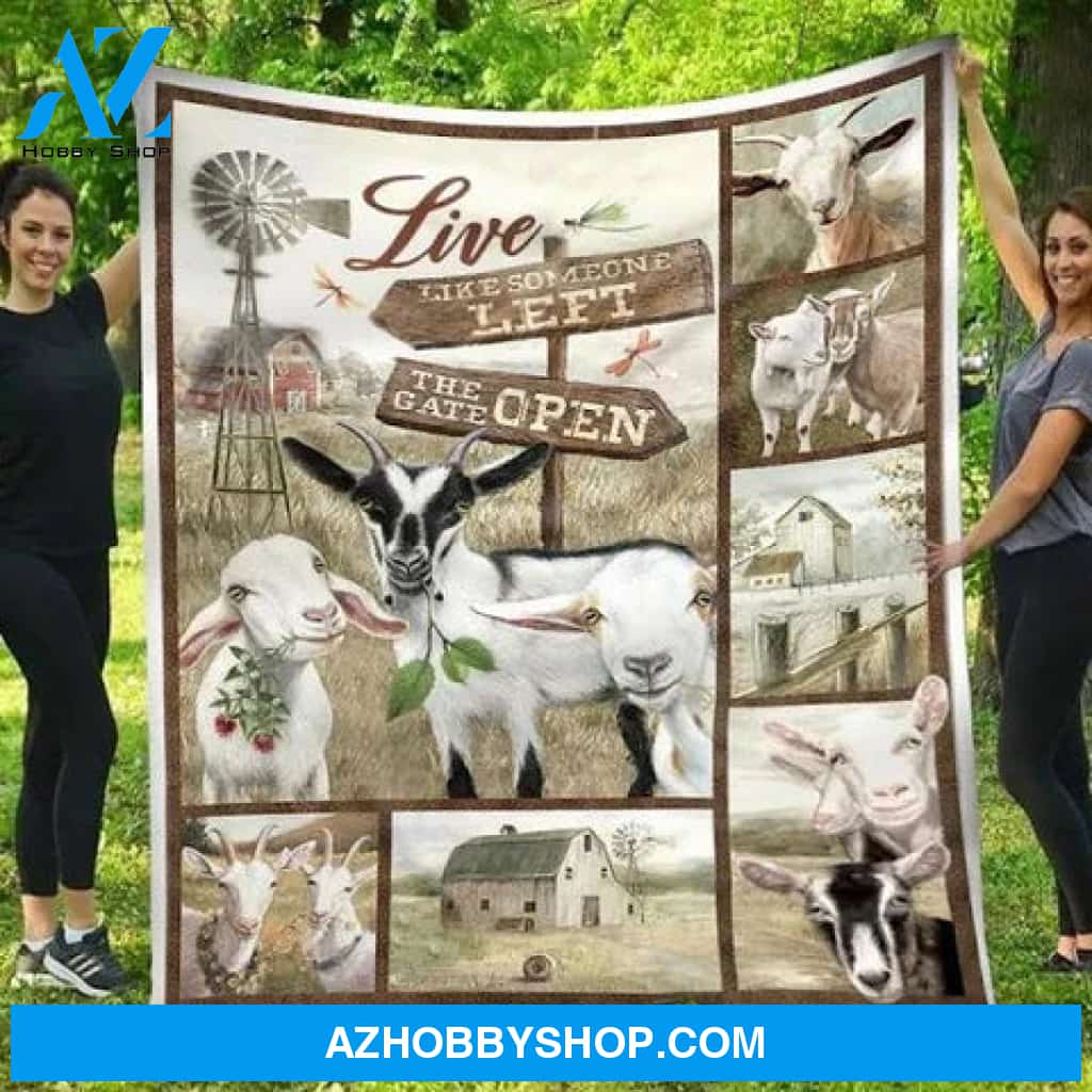 Live Like Someone Left The Gate Open Goat Throw Sherpa Fleece Blanket Lightweight Soft
