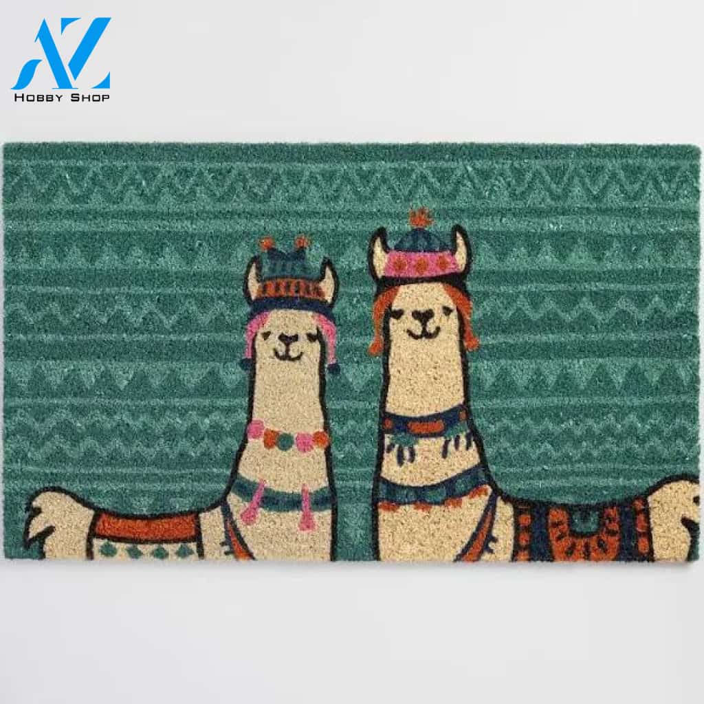 Llama With Brocade Funny Indoor and Outdoor Doormat Warm House Gift Welcome Mat Gift for Friend Family