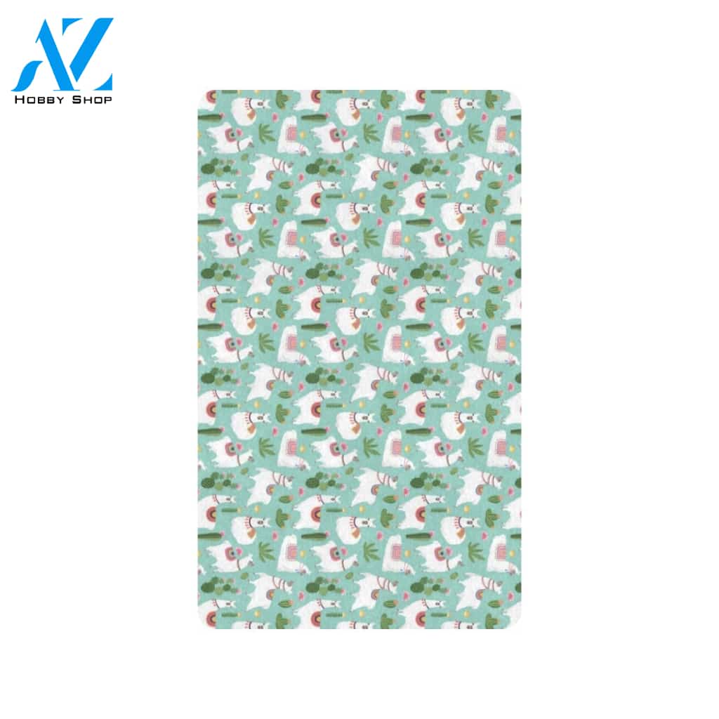 Llama with Cactus Themed Print Rubber Doormat