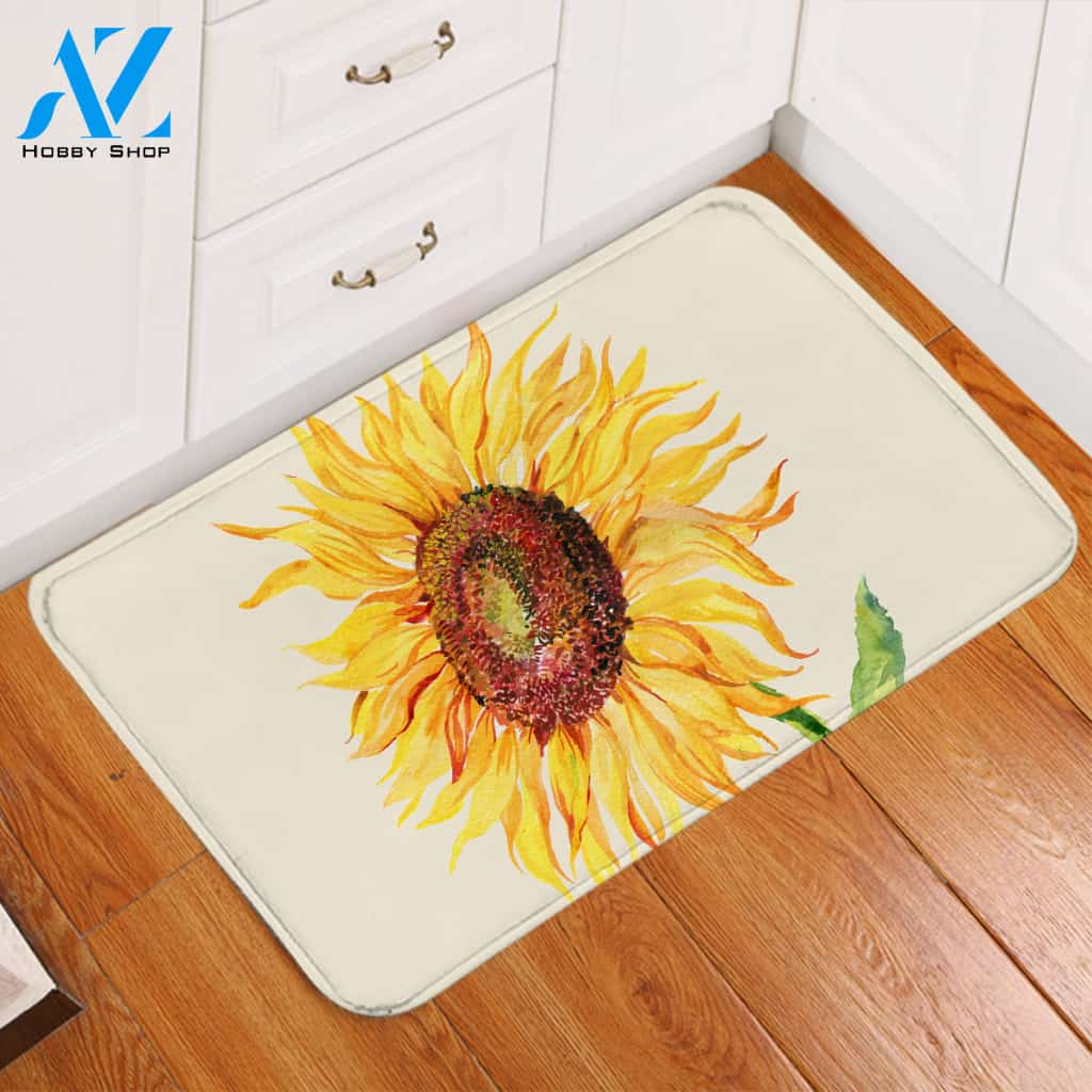 Lone Sunflower Door Mat