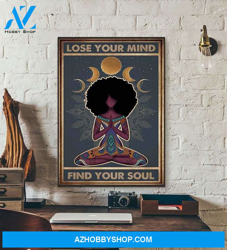 Lose Your Mind Find Your Soul, Vintage Hippie Love Yoga Matte Canvas