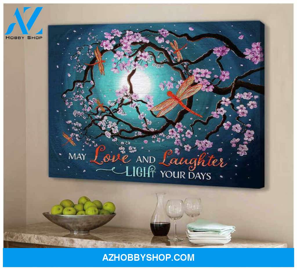 Love and Laughter Dragonfly Canvas Wall Art Decor