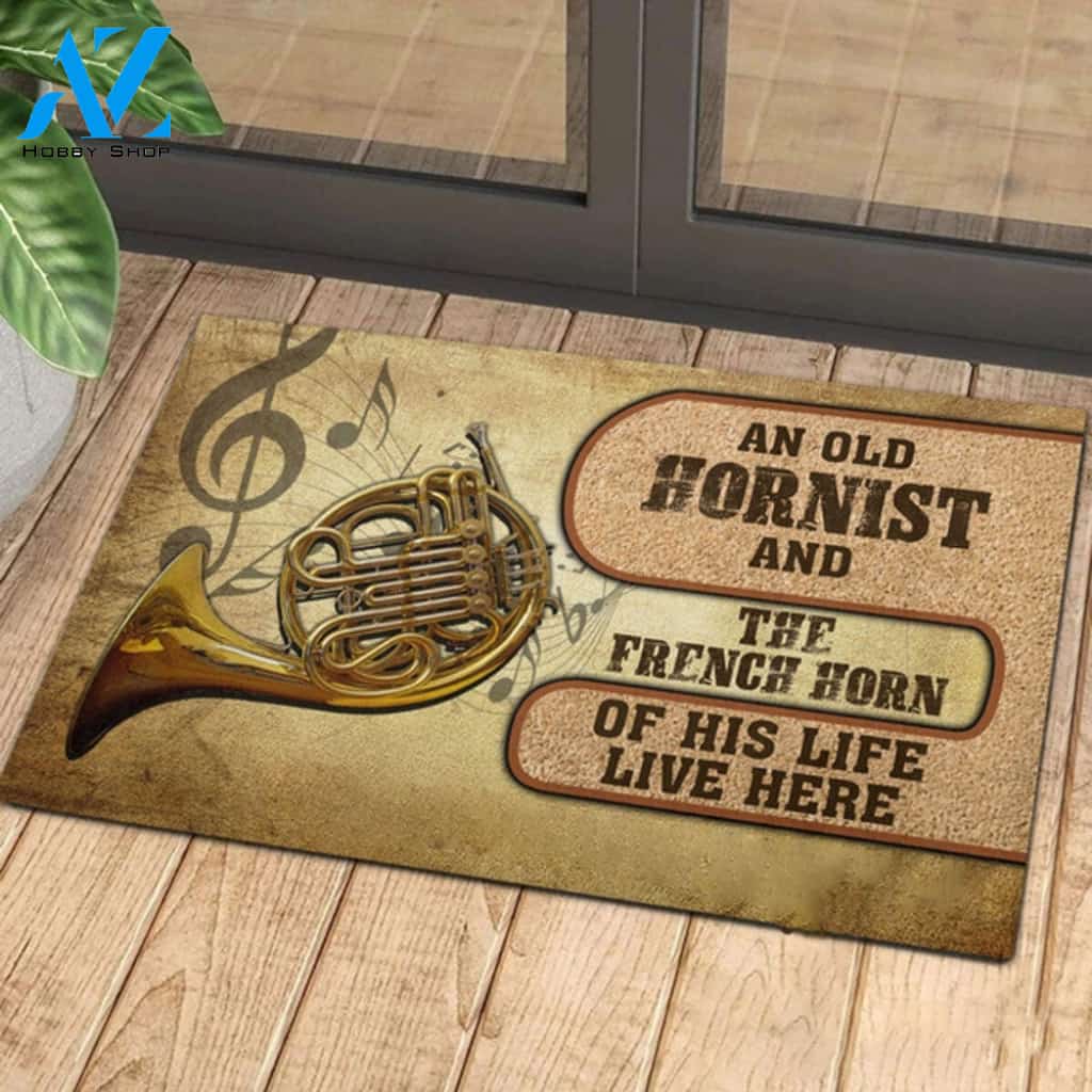Love French Horn Music Rubber Base Doormat Indoor And Outdoor Mat Entrance Rug Funny Home Decor Closing Gift Gift For Friend Family Gift Idea