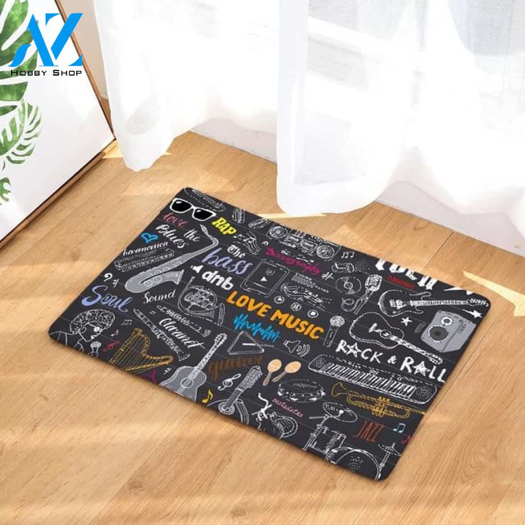 Love Music Notes Doormat Indoor and Outdoor Doormat Warm House Gift Welcome Mat Birthday Gift for Music Lovers Piano Lover