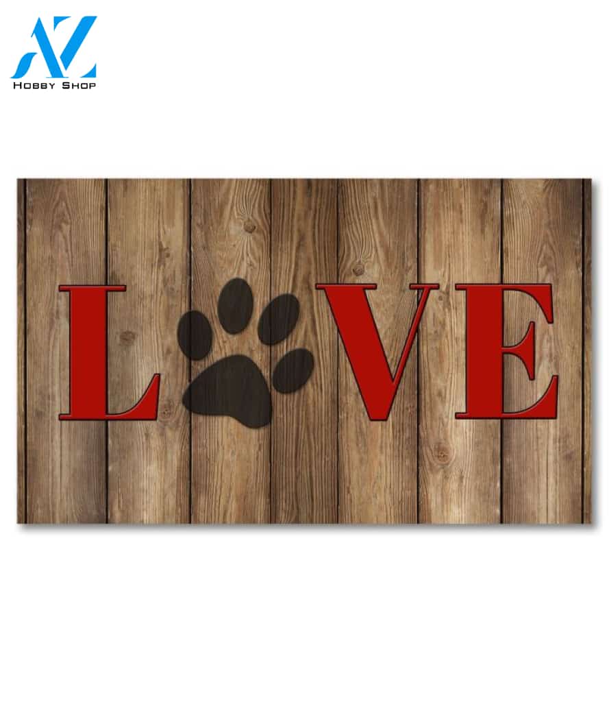Love Paw Print Doormat - 18" x 30"