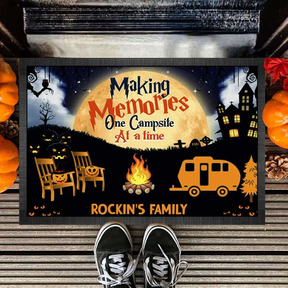 Making Memories One Campsite Halloween Doormat, Camping Gift, RV Camping Gift, Outdoor Doormat