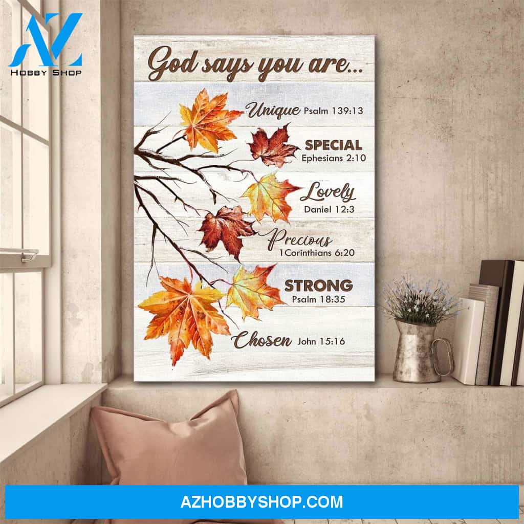 Maple leaf - God says you are Jesus Portrait Canvas Prints, Wall Art