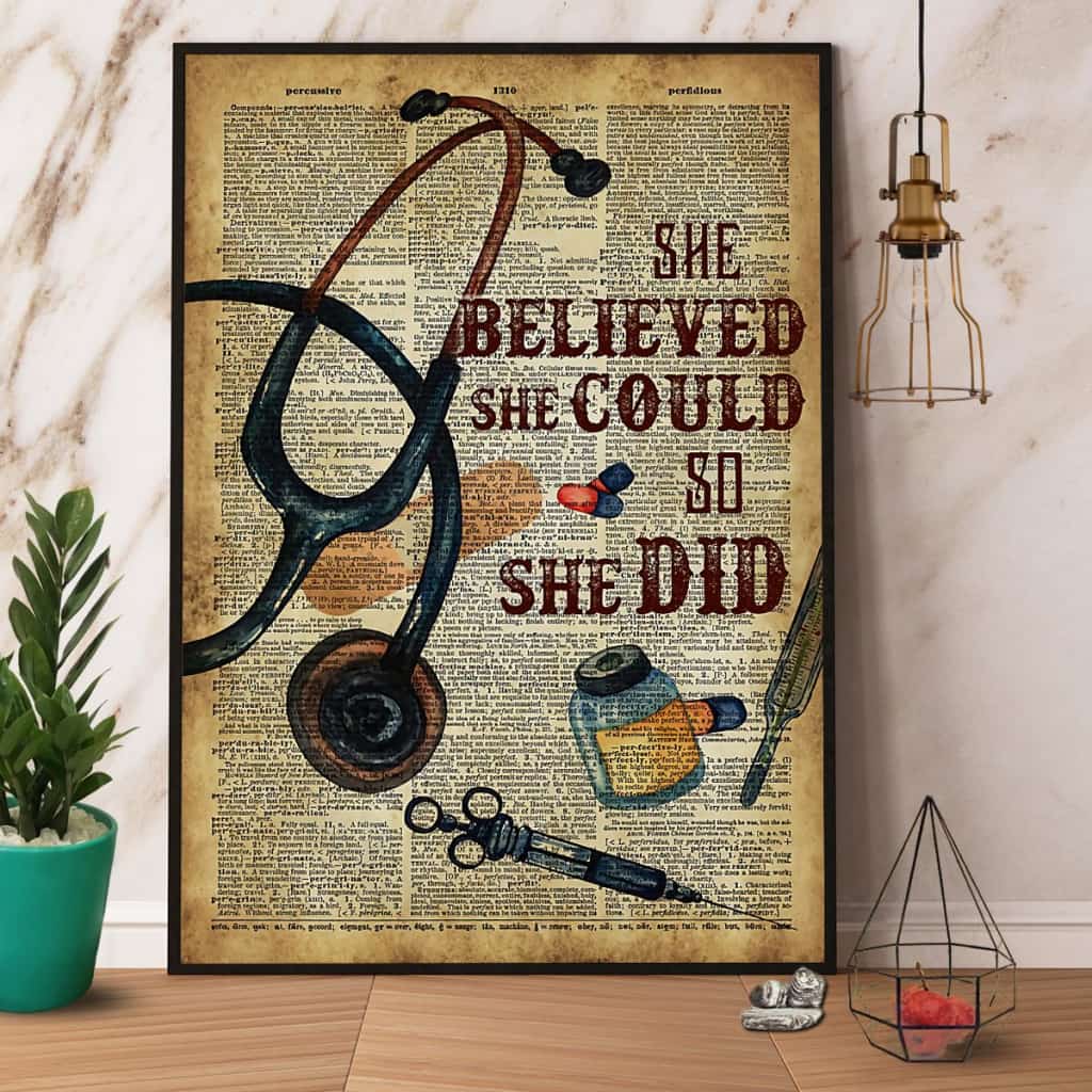 Medical Assistant She Believed She Could So She Did Paper Poster No Frame Matte Canvas Wall Decor