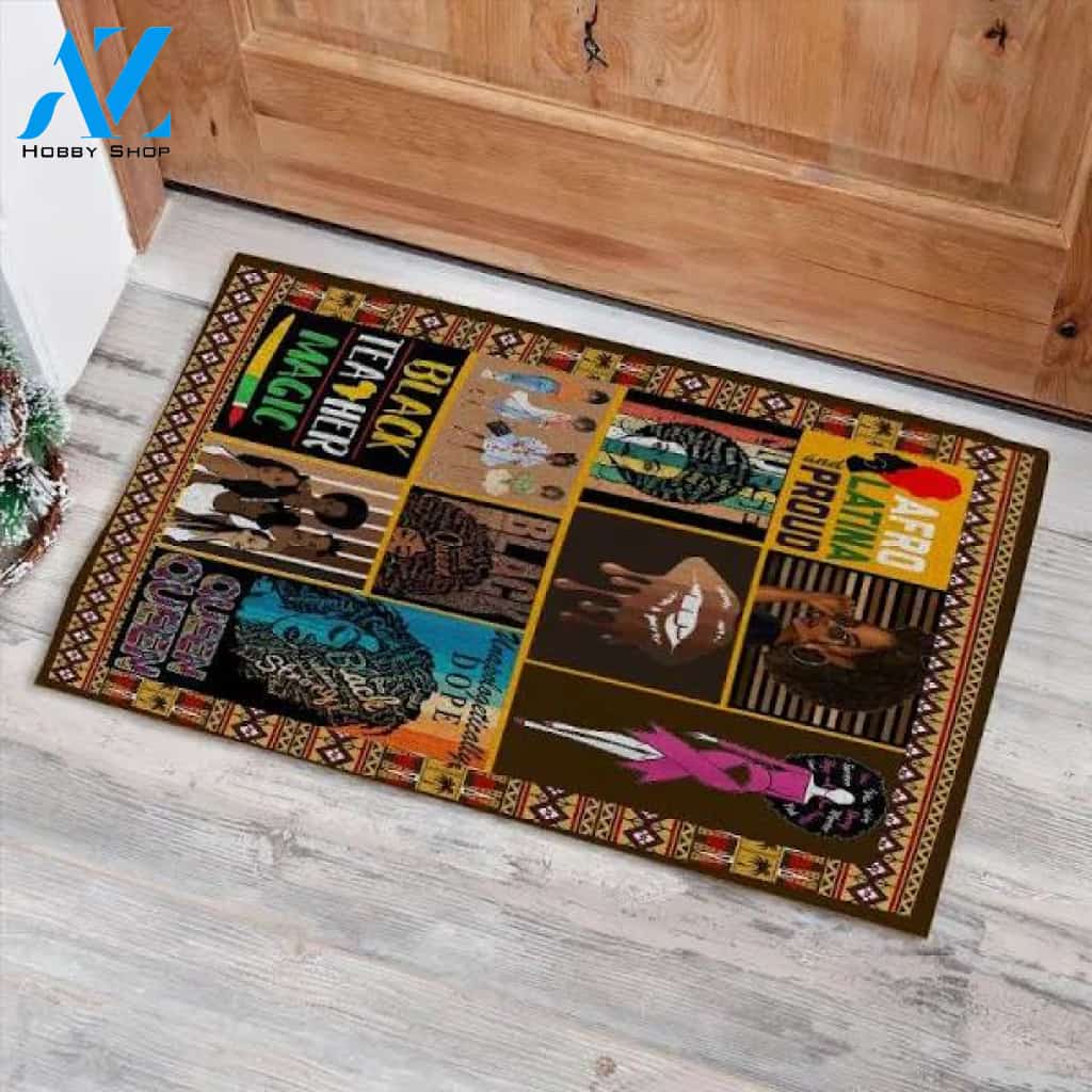 Melanin For Women Pride Black History Afro Girl Doormat