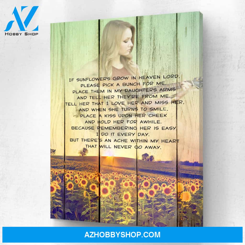 Memorial Custom Design - if Sunflowers Grow in Heaven Personalized Photo Memorial Canvas, Canvas Wall Art Gift for Remembrance