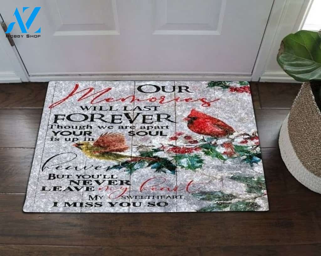 Memories Our Will Last Forever Cardinal Doormat Gift for Friend Family Birthday Gift Home Decor Warm House Gift Welcome Mat