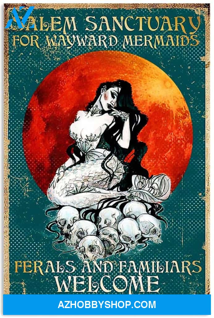 Mermaid Salem Sanctuary For Wayward Mermaids Canvas And Poster, Wall Decor Visual Art, Halloween Gift, Happy Halloween