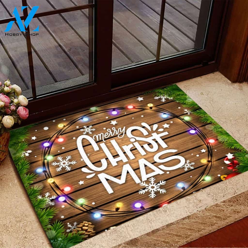Merry Christmas - Christmas Lawn Decor Christmas Lights Doormat Floor Rug Housewarming Home Living Home Decor Funny Doormat Gift Idea
