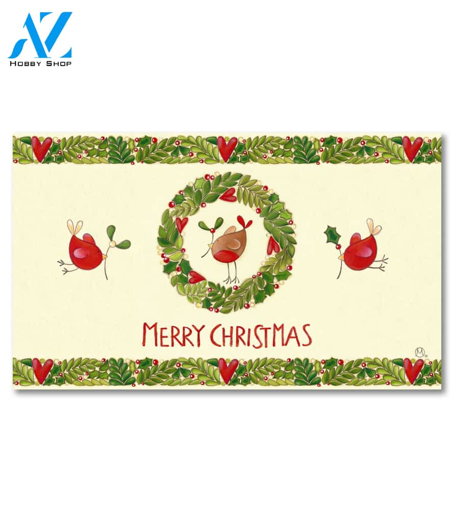 Merry Christmas Wreath - Doormat - 18" x 30"