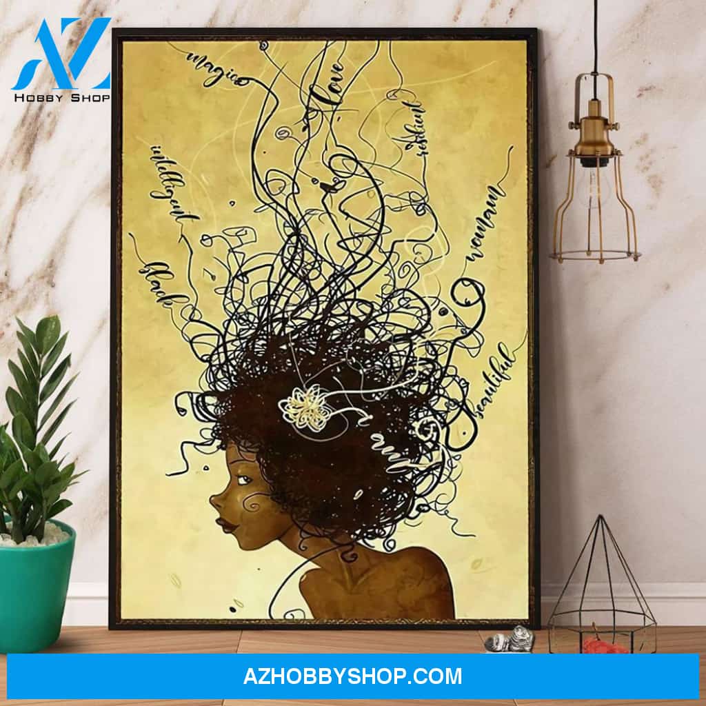 Messy Hair Black Girl Black Power Canvas And Poster, Wall Decor Visual Art