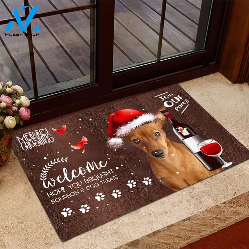 Miniature Pinscher Join Our Party Christmas Doormat