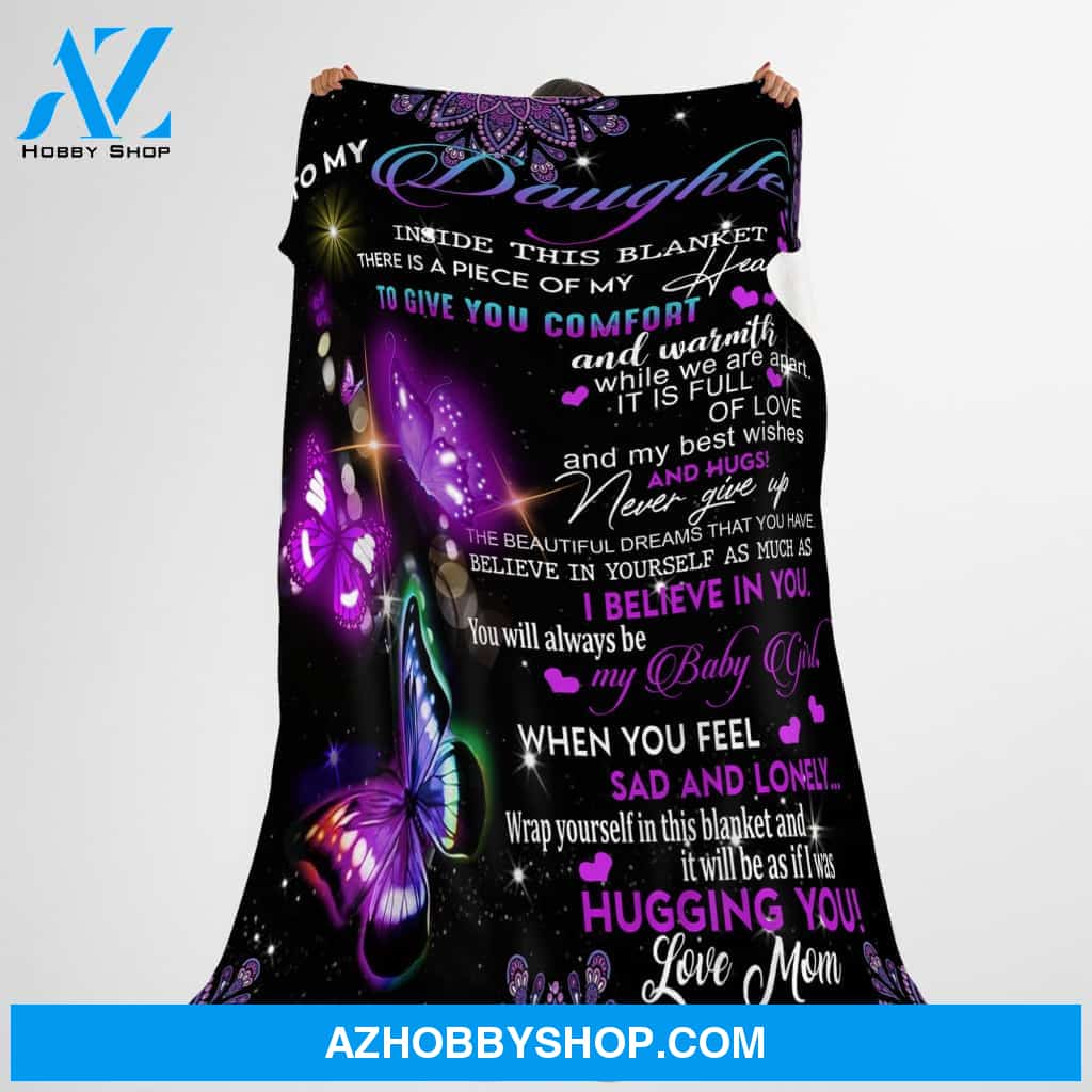 Mom Letter Butterfly to Daughter Fleece Blanket Gift for Daughter