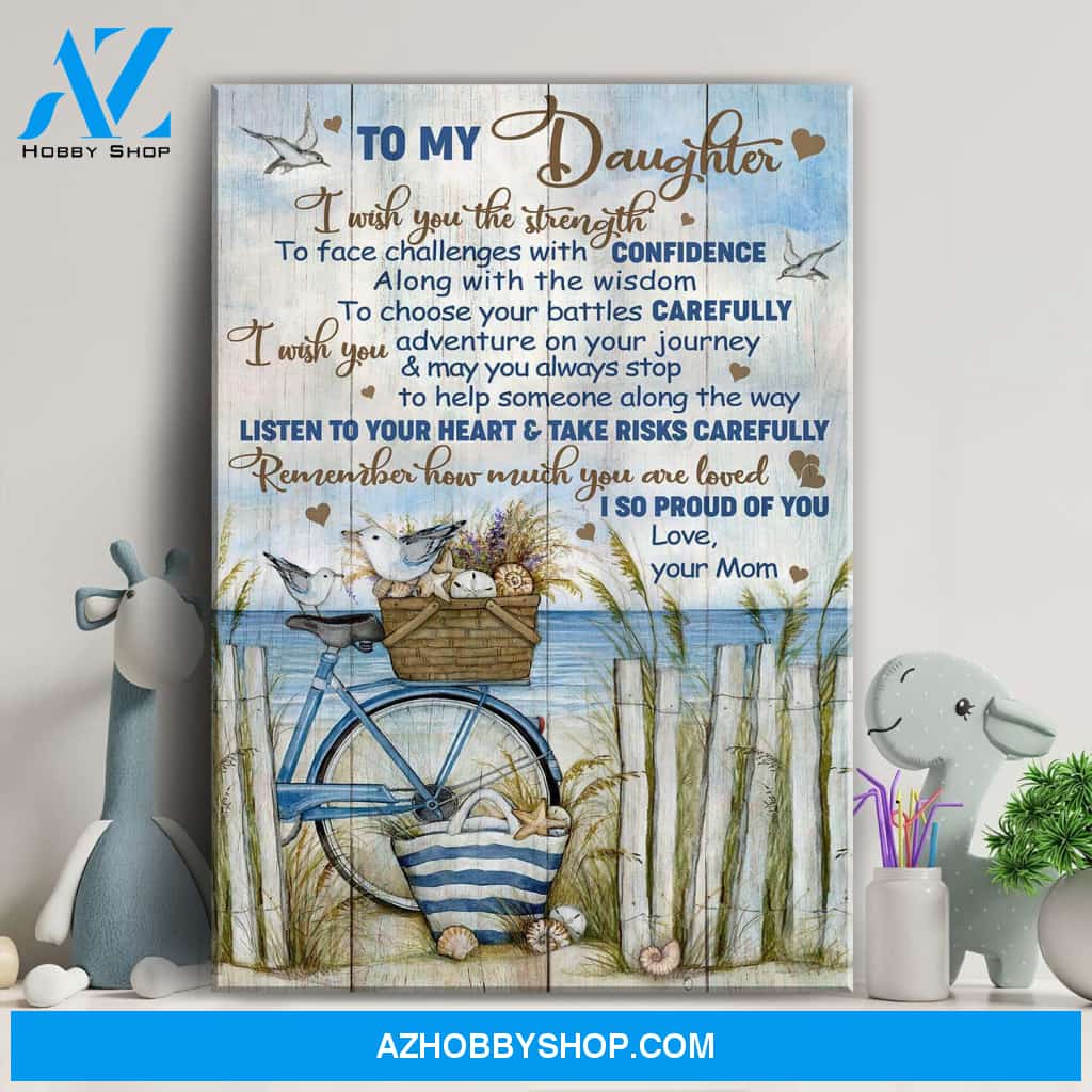 Mom to daughter - Bicycle - Remember how much you are loved - Portrait Canvas Prints, Wall Art