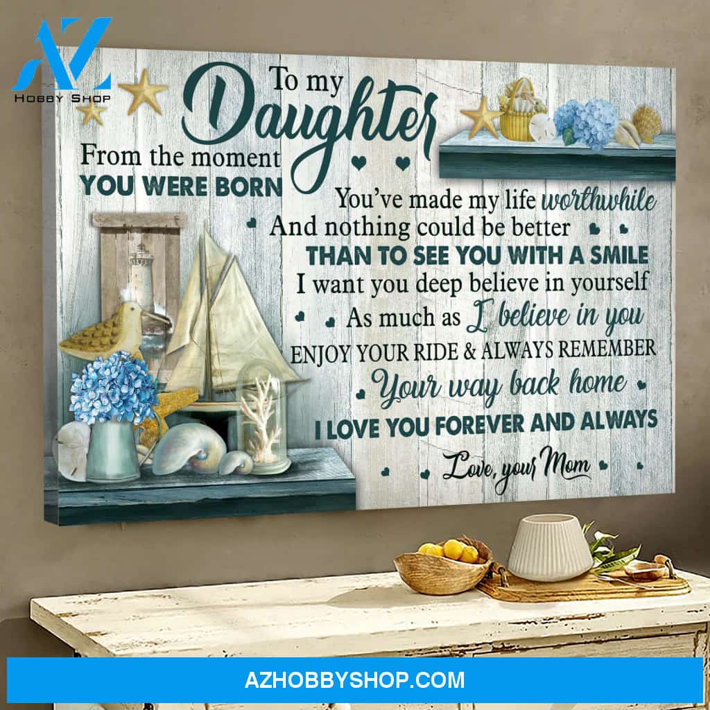 Mom to daughter - Seashell - You've made my life worthwhile - Family Landscape Canvas Prints, Wall Art