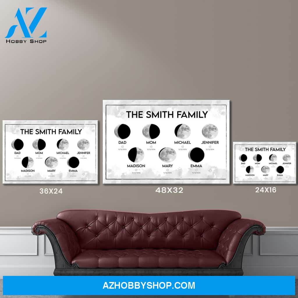 Moon Phase Multi-Names Premium Canvas