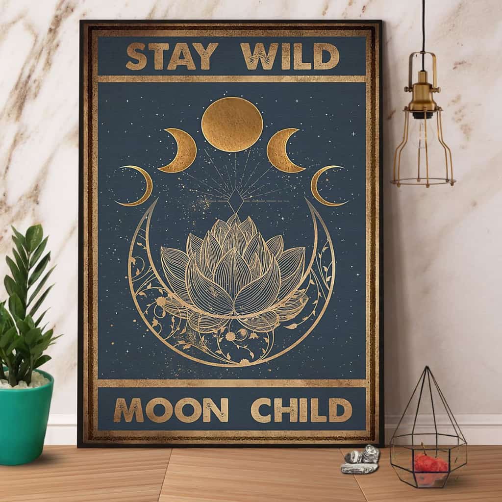 Moon & Yoga Stay Wild Moon Child Paper Poster No Frame Matte Canvas Wall Decor